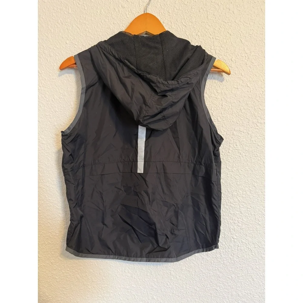 Hooded Vest Womens M Softshell Full Zip Windproof Running Jacket Reflective Trim